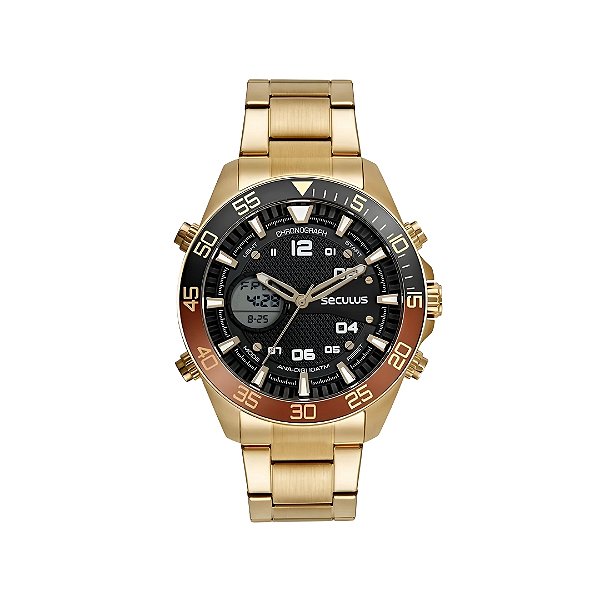 Relógio Seculus Masculino Anadigi Dourado 77112GPSVDA4