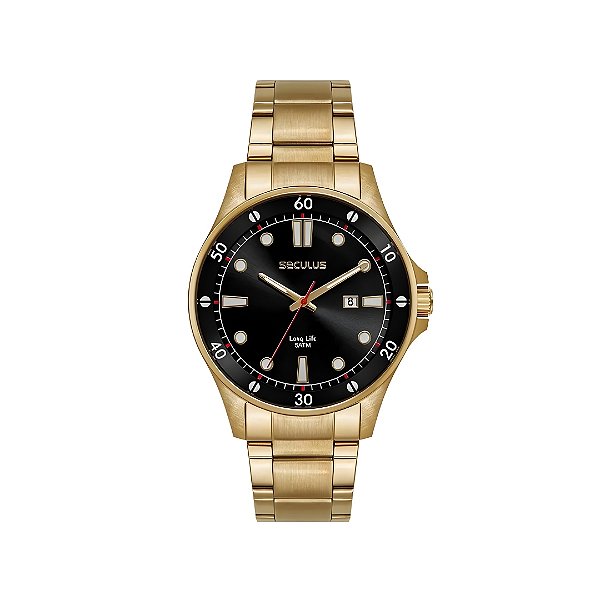 Relógio Seculus Masculino Analógico Dourado 23742GPSVDA2