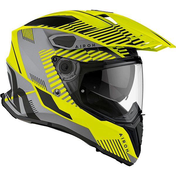 Capacete Airoh Commander Boost Preto/Cinza/Amarelo Fluor Fosco