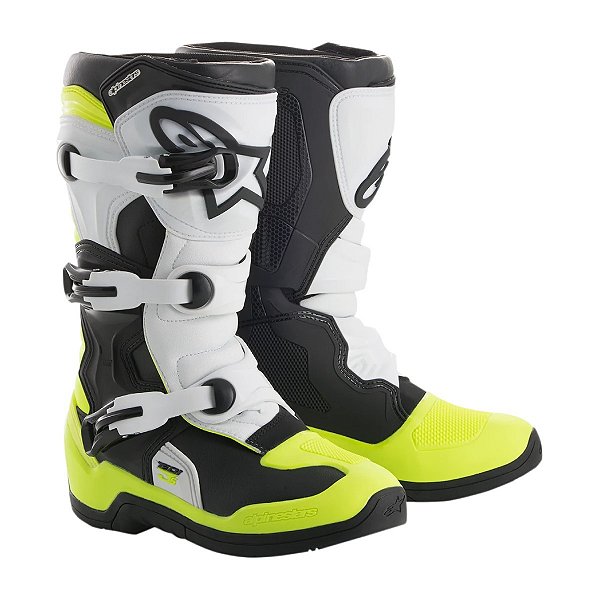 Bota Alpinestars Tech 3S Infantil  - Preto/Branco/Amarelo