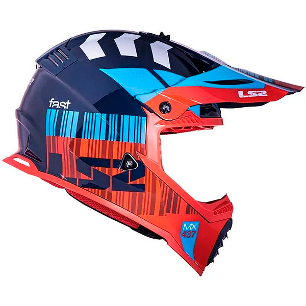Capacete LS2 MX437 XCode Azul/Vermelho