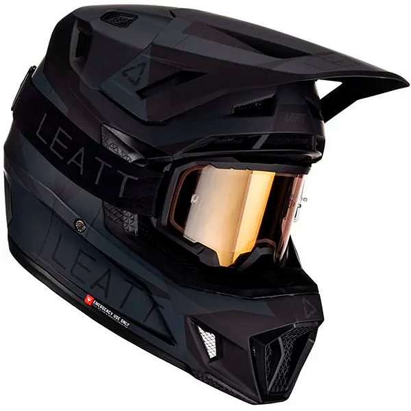 Capacete Leatt Moto 7.5 com Óculos Preto/Cinza