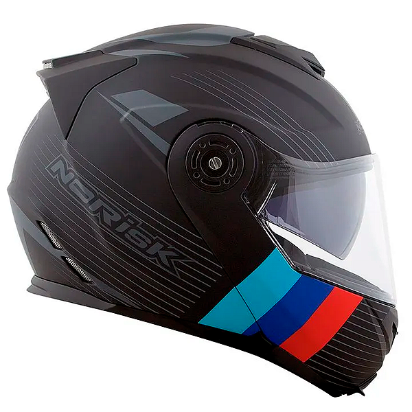 Capacete Norisk Route FF345 Articulado Stroke Preto/Azul