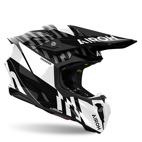Capacete Airoh Twist 3 Thunder Preto Branco brilho