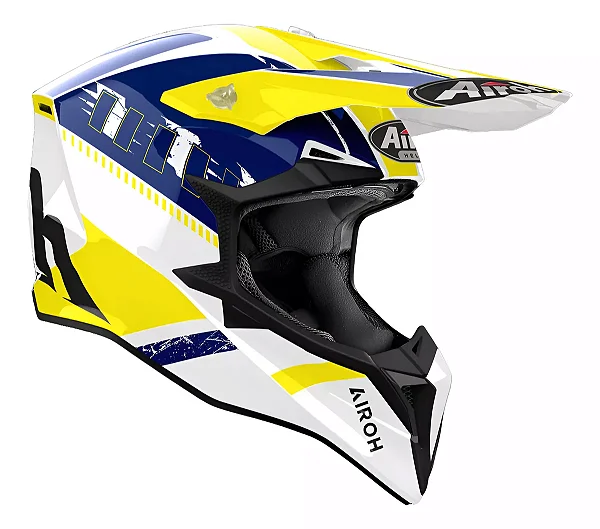 Capacete Airoh Wraap Feel Amarelo Azul brilho 2025