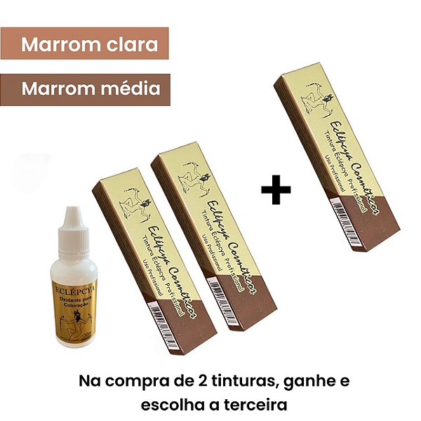 2 Tinturas Marrom Clara e Média Eclépcya e 1 Ox. - Ganhe 1 tintura a sua escolha