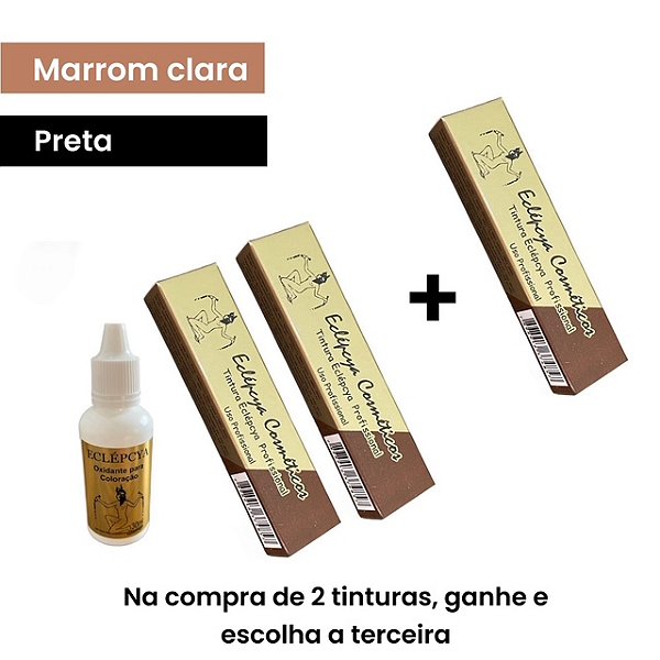 2 Tinturas Marrom Clara e Preta Eclépcya e 1 Ox. - Ganhe 1 tintura a sua escolha