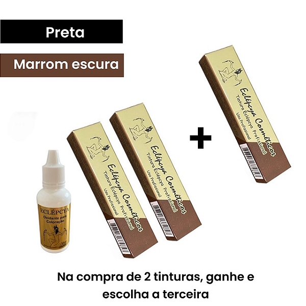 2 Tinturas Marrom Escura e Preta Eclépcya e 1 Ox. - Ganhe 1 tintura a sua escolha