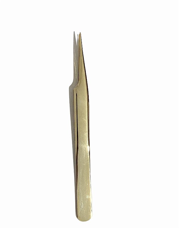 Pinça para extensão de cílios dourada - REF 250