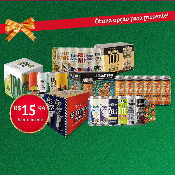 Todos os Packs! (Experimente Tudo, Pack de IPA, Ballast Point Sculpin e Starter Pack) – 22 Latas