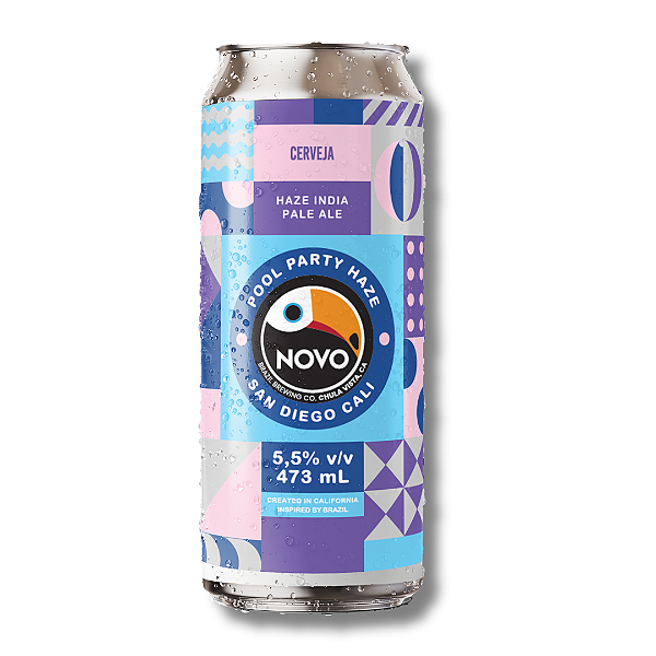 CERVEJA NOVO BRAZIL POOL PARTY HAZY IPA LATA 473ML UNIDADE