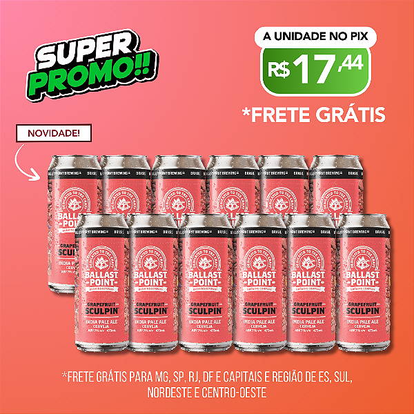 Super Promo Ballast Point Sculpin Grapefruit – 12 latas