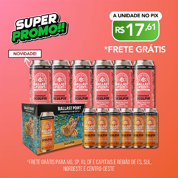 Super Promo Ballat Point Sculpin: Grapefruit + Tradicional – 12 Latas