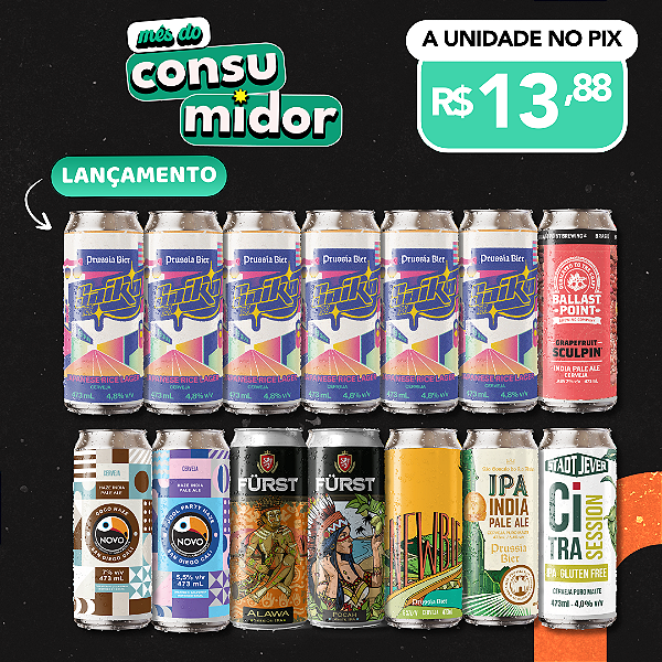 IPAs + Saiko Rice Lager – 14 latas de 473ml
