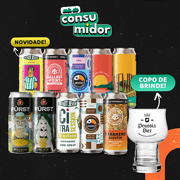 IPAs + Copo Hop Master – 10 latas de 473ml