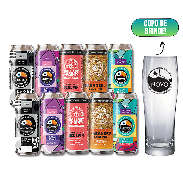 Cervejas Gringas + Copo 650ml – 10 Latas + copo