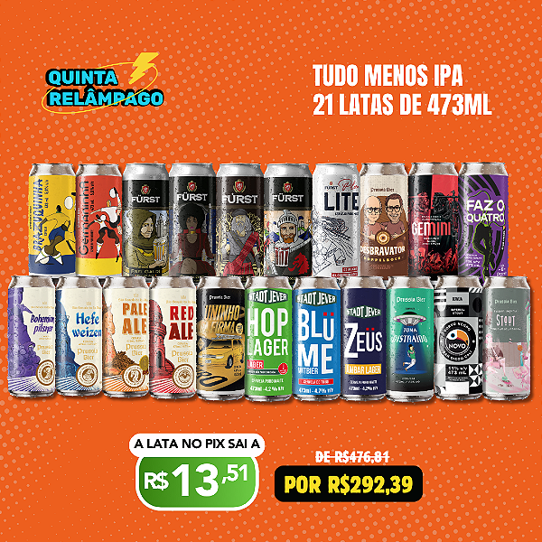 Quinta Relâmpago - Tudo menos IPA - 21 Latas