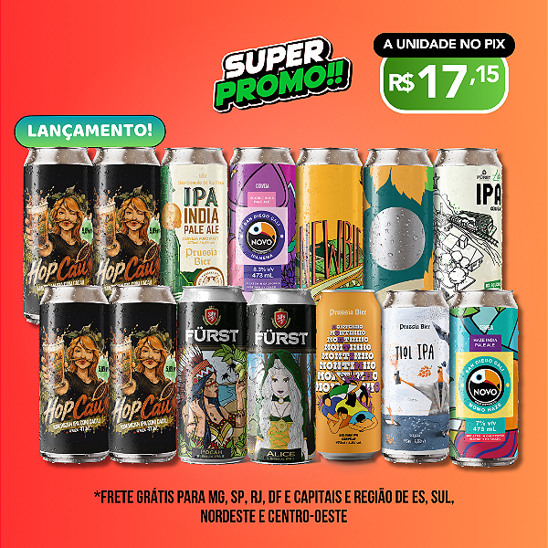 Super Promo MIX IPAs - Hopcau - IPA com Cacau - Confia na Mari - 14 Latas