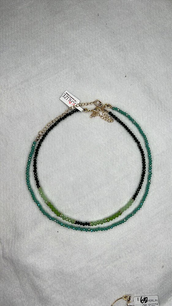 Colar/ Chocker Pedras em Degradê Cores- Banhado em ouro 18K