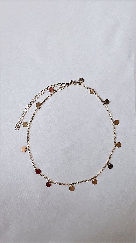 Colar/ Chocker Bolinhas Regulável - Semijoia Banhada Ouro 18 K