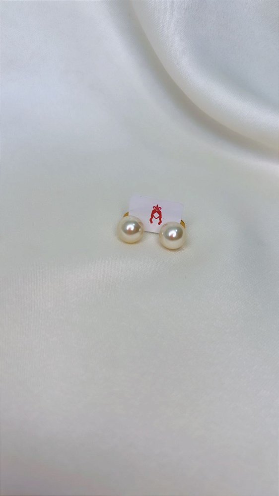 Brinco de Pérola 8mm - Semijóia Banhado 18K