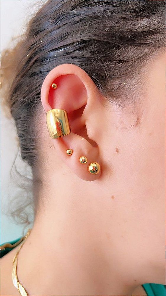 Piercing Fake Liso Largo - Banhada a Ouro 18K - Semijoia