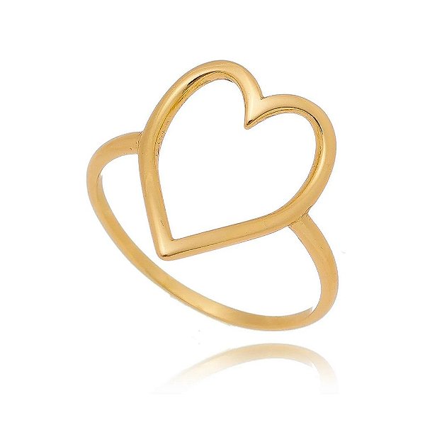 Anel Coração Colecionável Minimalista Vazado Delicado - Semijóia Banhada Ouro 18K