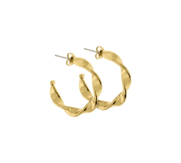 Brinco Argola Semi Torcida Lisa Media - Banhado a Ouro 18K - Semijoia