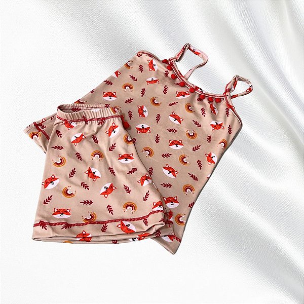 Pijama Infantil de Raposinha com Alça Ajustavel / Shortdoll - RESSUCITOU