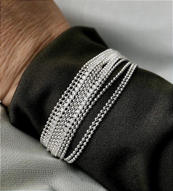 Pulseira Luxo Cascata de Rivieras - Semijoia Banhada a Ouro 18K