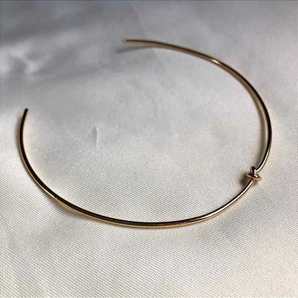 Aro/ Chocker /Gargantilha/Colar Nó Fino Liso - Semijoia Banhada Ouro 18 K