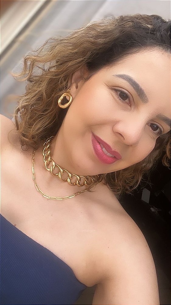 Colar Chocker  Elos Grandes - Correntaria de Elo  - Semijoia Banhada Ouro 18 K