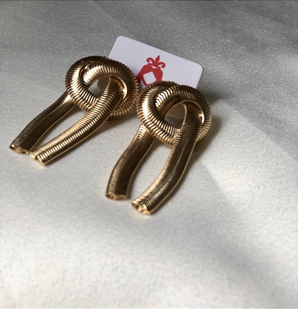 Brinco Esteira/Lacraia Nó Pequena/Grande - Banhado a Ouro 18K - Semijoia