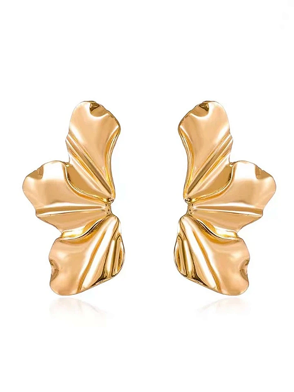 Brinco Flor Leque Lisa Média- Banhado a Ouro 18K - Semijoia