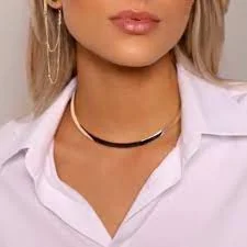 Colar Aro Chocker - Liso Grosso de 5mm - Semijoia Banhada a Ouro 18K ou em PRATA 925