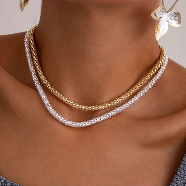 Colar Chocker Pipoca - Semijoia Banhado a Ouro 18K ou a Prata 925