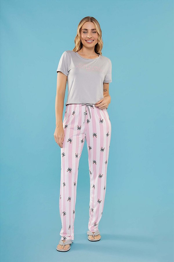 Pijama Longo de Cachorro Buldog - Modal