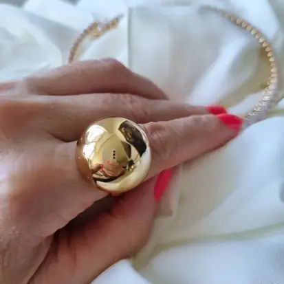 Anel Maxi Bola - Esfera - Semijoia Banhado a Ouro 18k