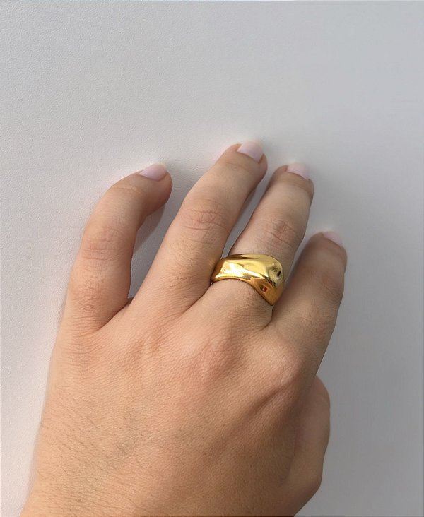 Anel Rocha Orgânica - Semijoia Banhado a Ouro 18k