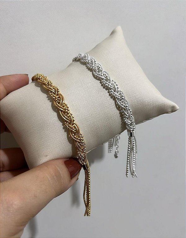 Pulseira Trançada Jasmine Luxo - Semijoia Banhada a Ouro 18K ou Prata