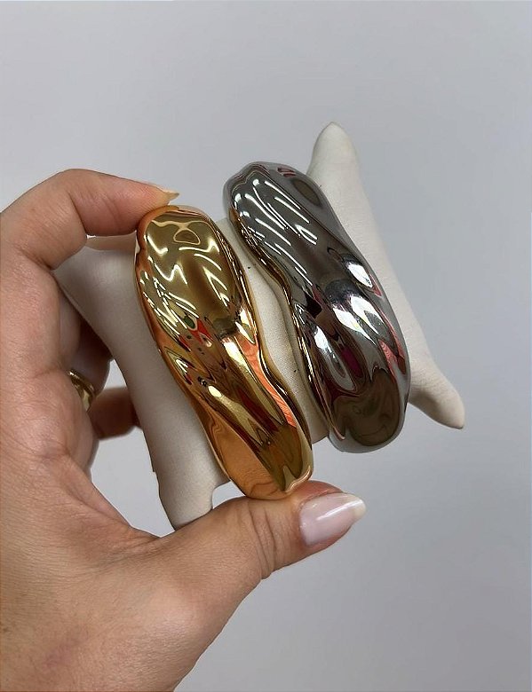 Bracelete Maxi Organico - Arte em Movimeto - Semijoia Banhada a Ouro 18K ou Ródio