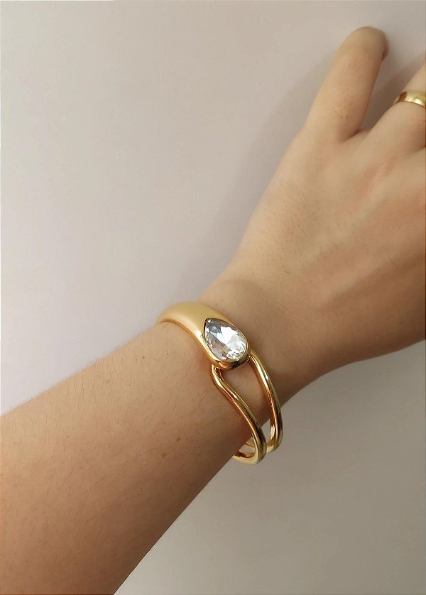 Bracelete Gota de Luz - Brilho de Impacto e Elegância Atemporal- Semijoia Banhada a Ouro 18K