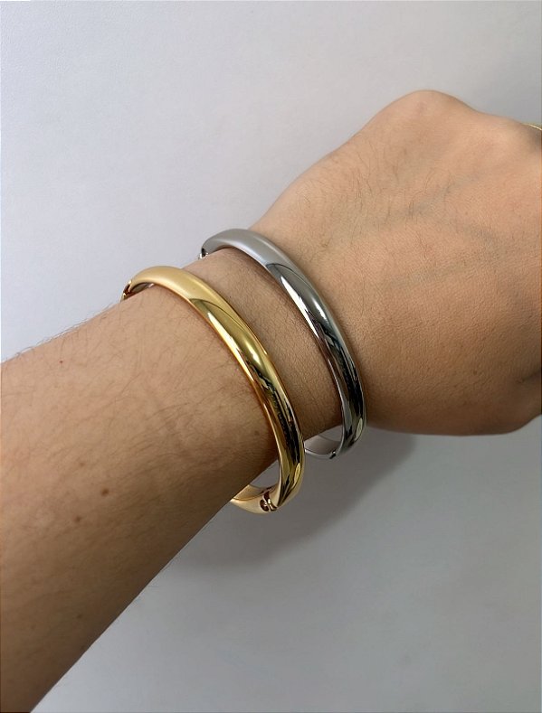 Bracelete Liso Basico - Estilo Atemporal - Semijoia Banhada a Ouro 18K  ou Ródio