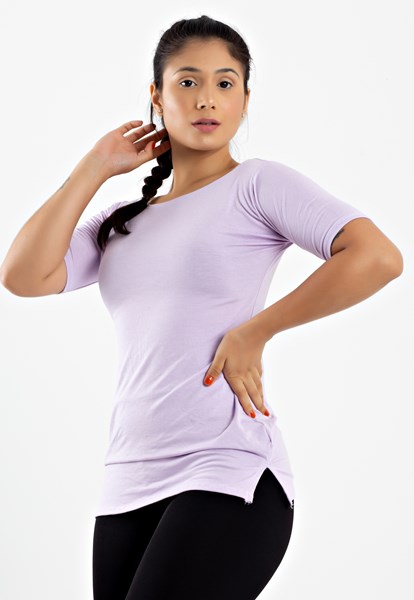 Blusa Fitness Lisa Manga Curta Metamorfose Lilás