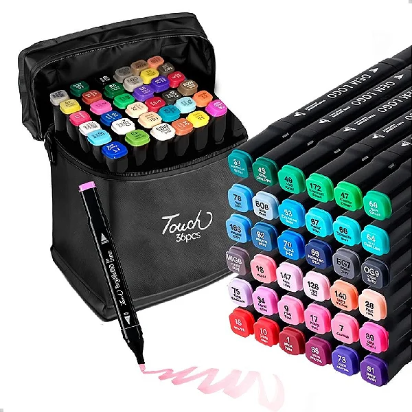 Kit 36 Canetas Marcadoras Ponta Dupla – Arte, Cor e Criativi