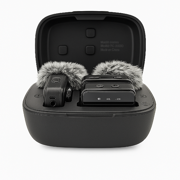 Microfone de Lapela Sem Fio com Abafadores