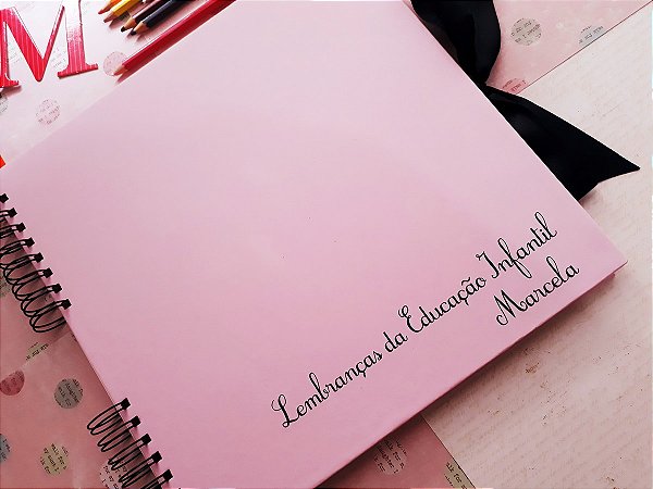 Álbum de Fotos e Scrapbooking G - Rosa com nome/texto