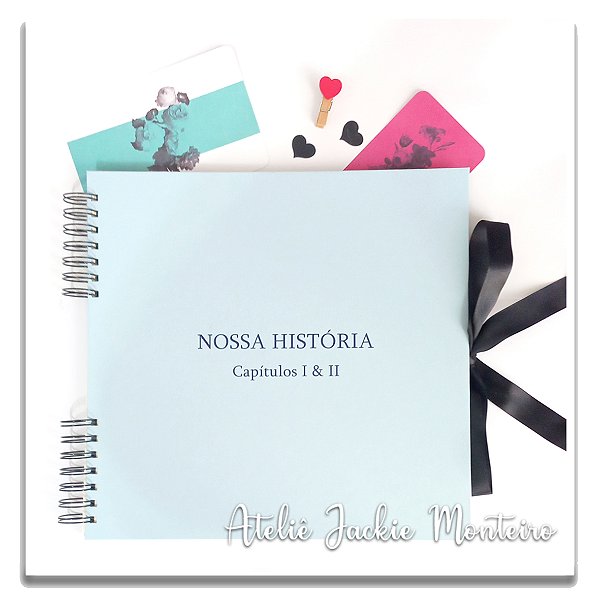 Álbum de Fotos/Scrapbooking Azul Claro G com nome/texto