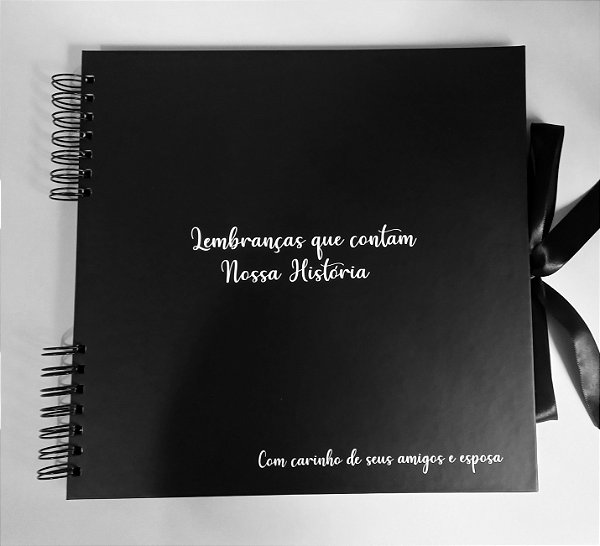 Álbum de Fotos e Scrapbooking Preto G - Frase