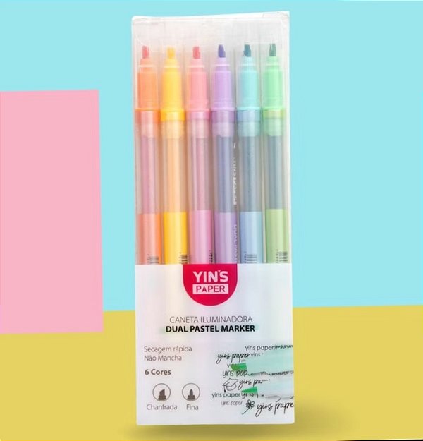 Canetas Marca Textos Ponta Dupla